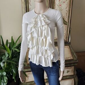 Ralph Lauren Vintage Cream Ruffle Top